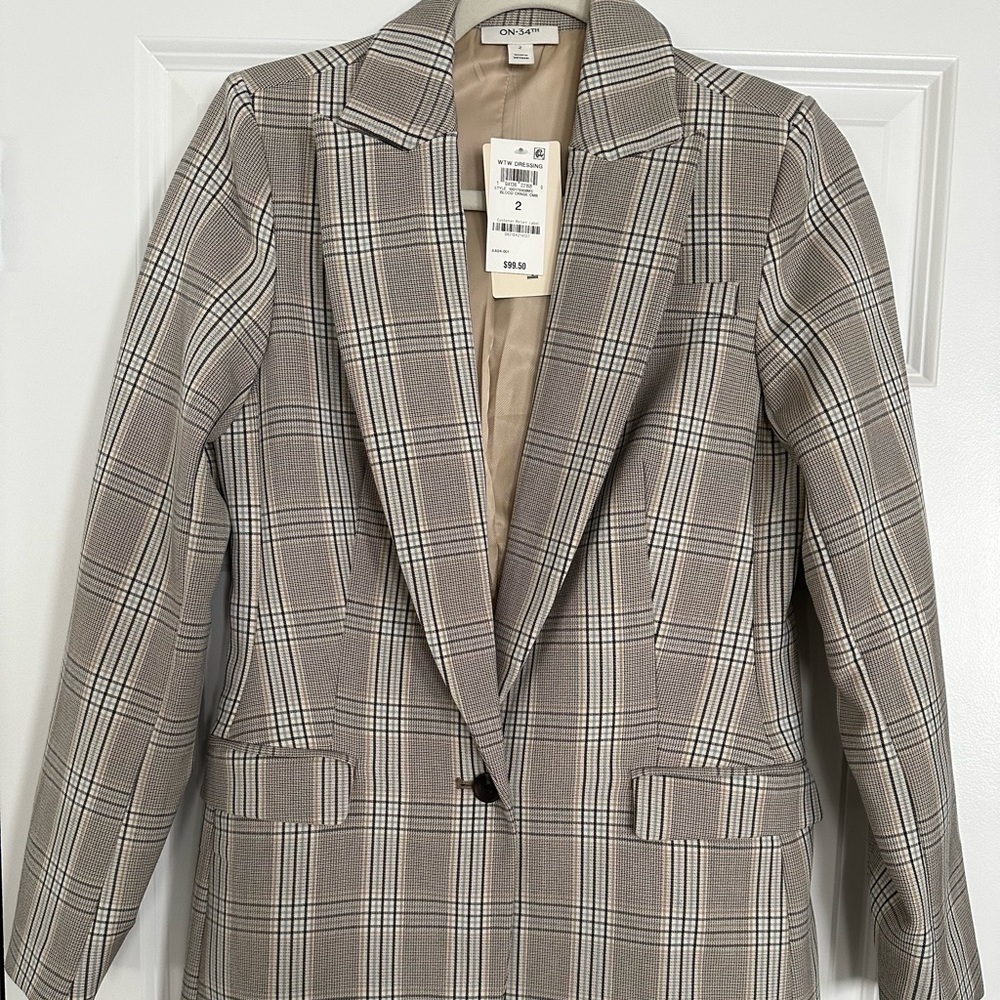Women's Plaid Faux Double-Breasted Blazer set with pants blazer size 2 pants XS